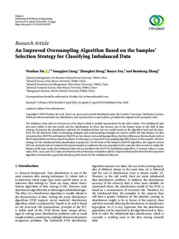 (PDF) An Improved Oversampling Algorithm Based on the Samples ...