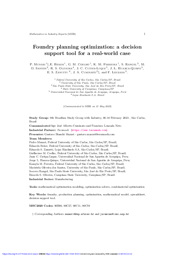 (PDF) Foundry planning optimization: a decision support tool for a real ...