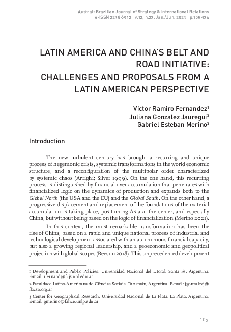 (PDF) Latin America and China's Belt and Road Initiative-Challenges and ...