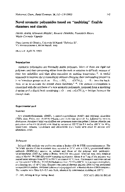 (PDF) Novel aromatic polyamides based on multiring' flexible diamines ...
