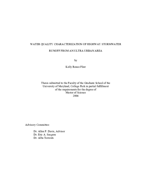 (PDF) Water quality characterization of highway stormwater runoff from ...
