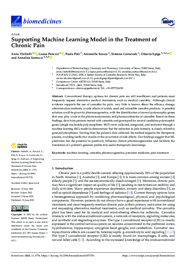(PDF) Supporting Machine Learning Model in the Treatment of Chronic Pain