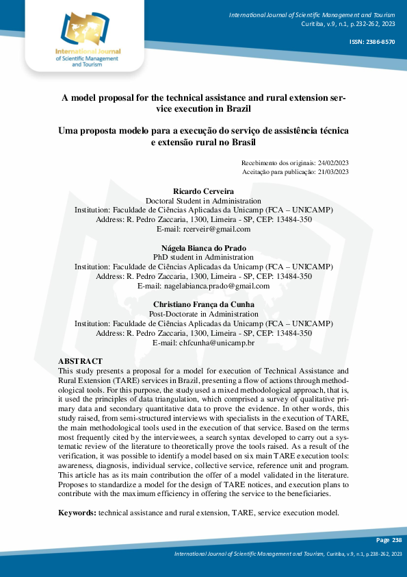 (PDF) A model proposal for the technical assistance and rural extension ...