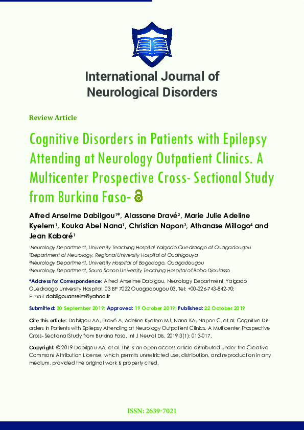 (PDF) Cognitive Disorders in Patients with Epilepsy Attending at ...