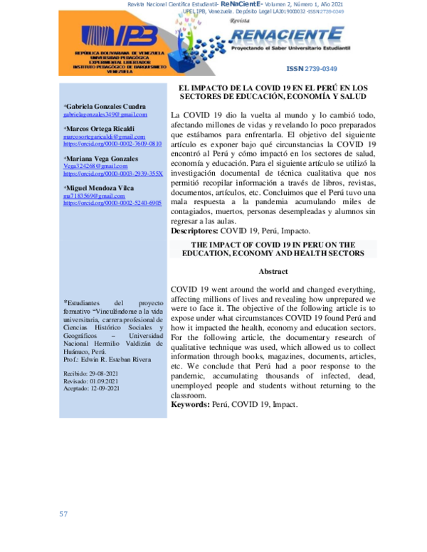 (PDF) 4.- El impacto de la covid 19 en el Perú en los sectores de ...