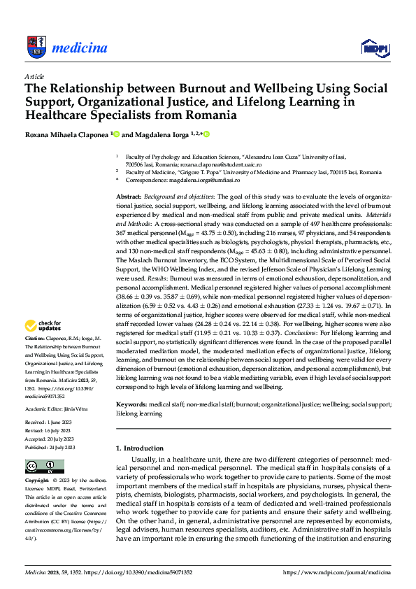 (PDF) The Relationship between Burnout and Wellbeing Using Social ...