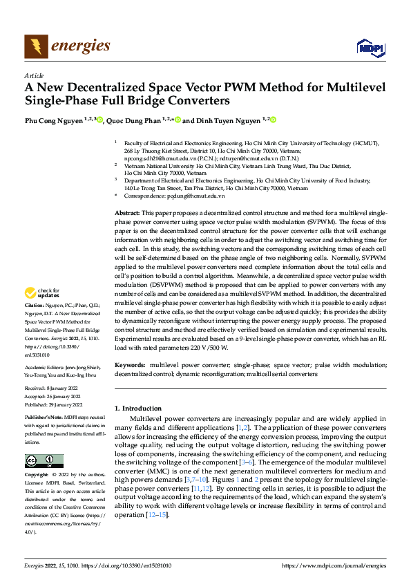 (PDF) A New Decentralized Space Vector PWM Method for Multilevel Single ...