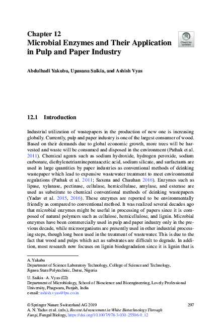 (PDF) Microbial Enzymes and Their Application in Pulp and Paper Industry