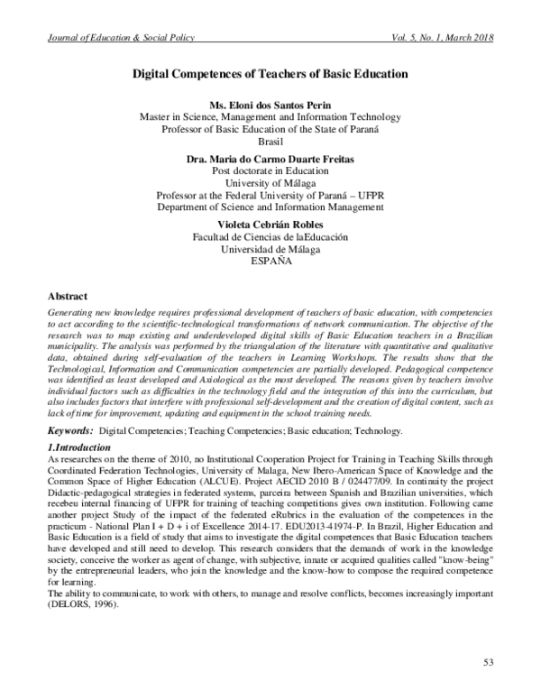 (PDF) Digital Competences of Teachers of Basic Education