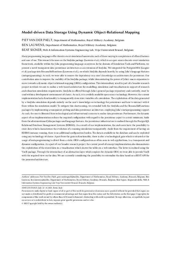 (PDF) Model-driven Data Storage Using Dynamic Object-Relational Mapping