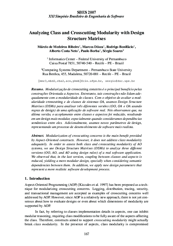 (PDF) Analyzing Class and Crosscutting Modularity with Design Structure ...