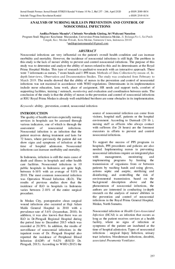 (PDF) analysis Analysis of Nursing Skills in Prevention and Control of ...