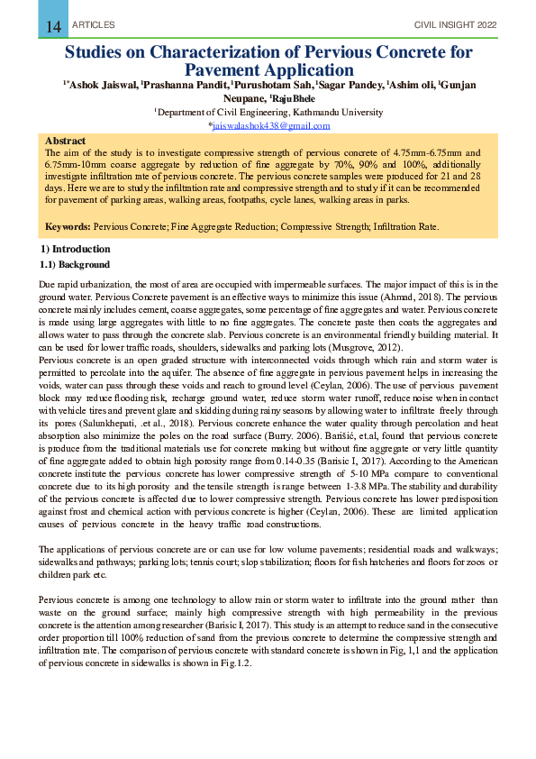 (PDF) Studies on Characterization of Pervious Concrete for Pavement ...