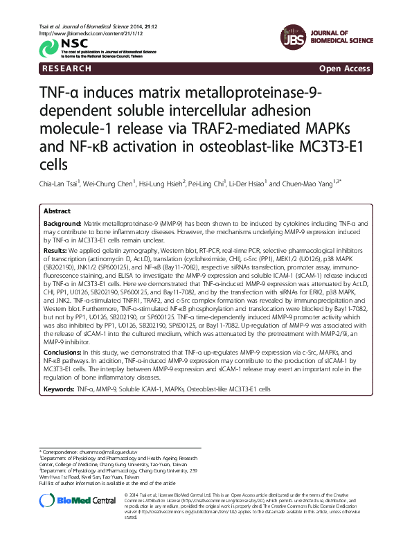 (PDF) TNF-α induces matrix metalloproteinase-9-dependent soluble ...