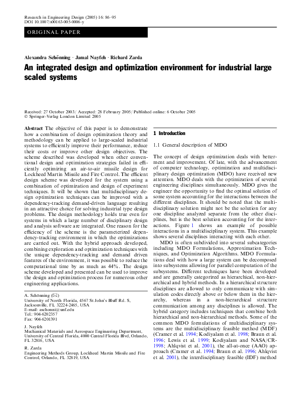 (PDF) An integrated design and optimization environment for industrial ...