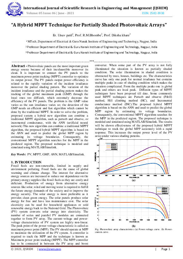 (PDF) “A Hybrid MPPT Technique for Partially Shaded Photovoltaic Arrays”
