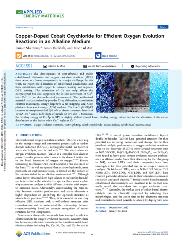 (PDF) Copper-Doped Cobalt Oxychloride for Efficient Oxygen Evolution ...