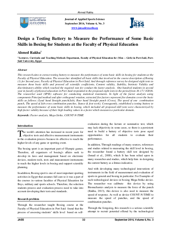 (PDF) Design a Testing Battery to Measure the Performance of Some Basic ...