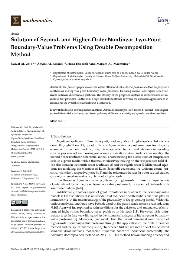 (PDF) Solution of Second- and Higher-Order Nonlinear Two-Point Boundary ...