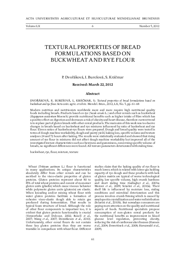 (PDF) Textural properties of bread formulations based on buckwheat and ...