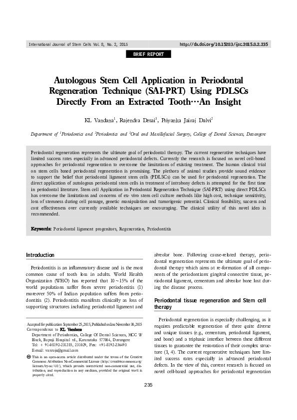 (PDF) Autologous Stem Cell Application in Periodontal Regeneration ...
