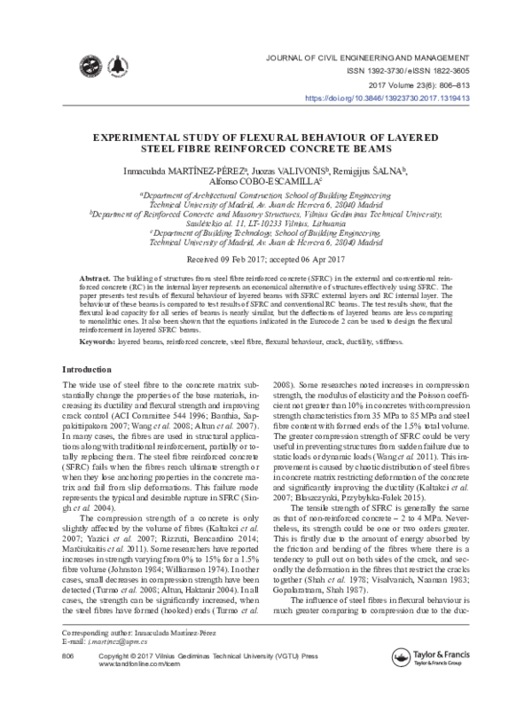 (PDF) Experimental study of flexural behaviour of layered steel fibre ...