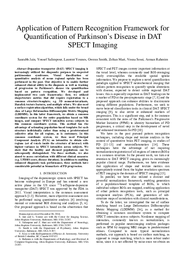 (PDF) Application of pattern recognition framework for quantification ...
