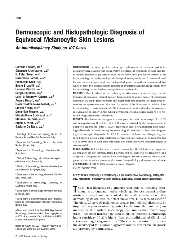 (PDF) Dermoscopic and histopathologic diagnosis of equivocal ...