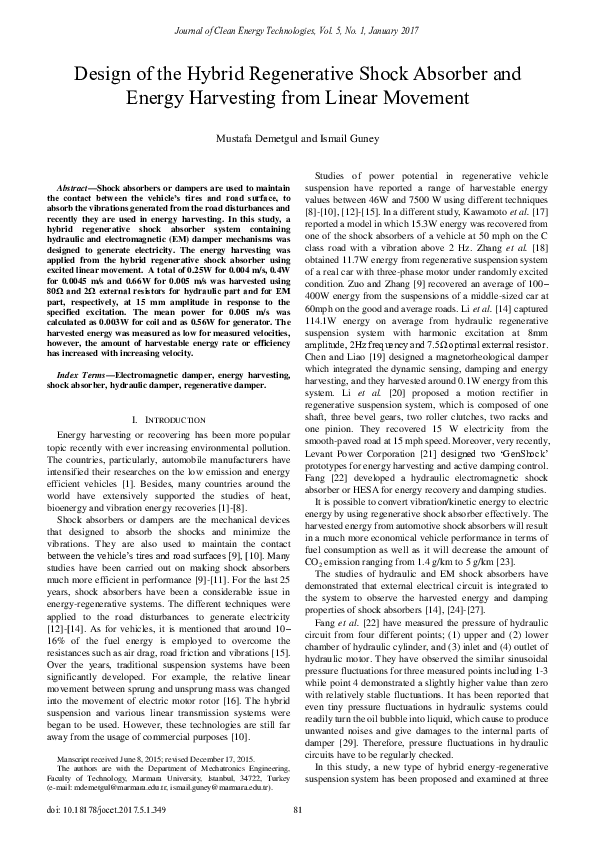 (PDF) Design of the Hybrid Regenerative Shock Absorber and Energy ...