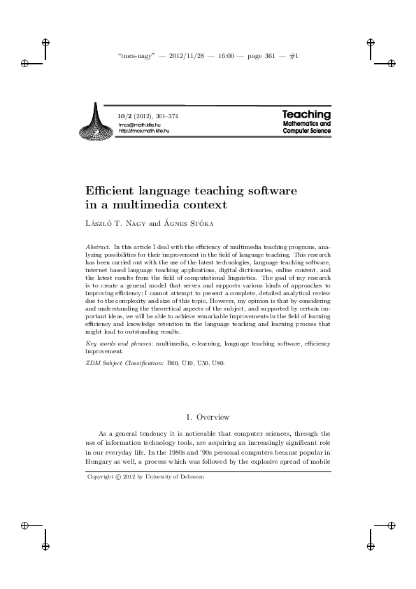(PDF) Efficient language teaching software in a multimedia context