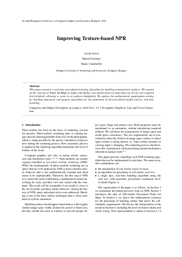 (PDF) Improving Texture-Based NPR