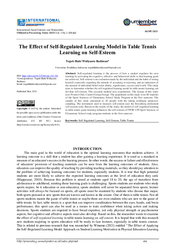 (PDF) The Effect of Self-Regulated Learning Model in Table Tennis ...