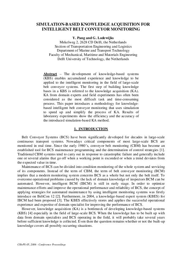 (PDF) Simulation‐based Knowledge Acquisition for Intelligent Belt ...