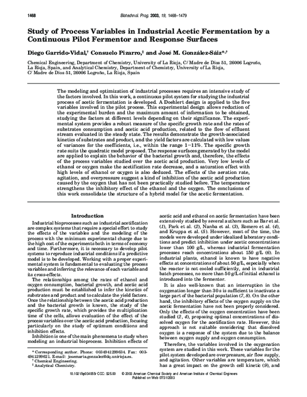 (PDF) Study of Process Variables in Industrial Acetic Fermentation by a ...