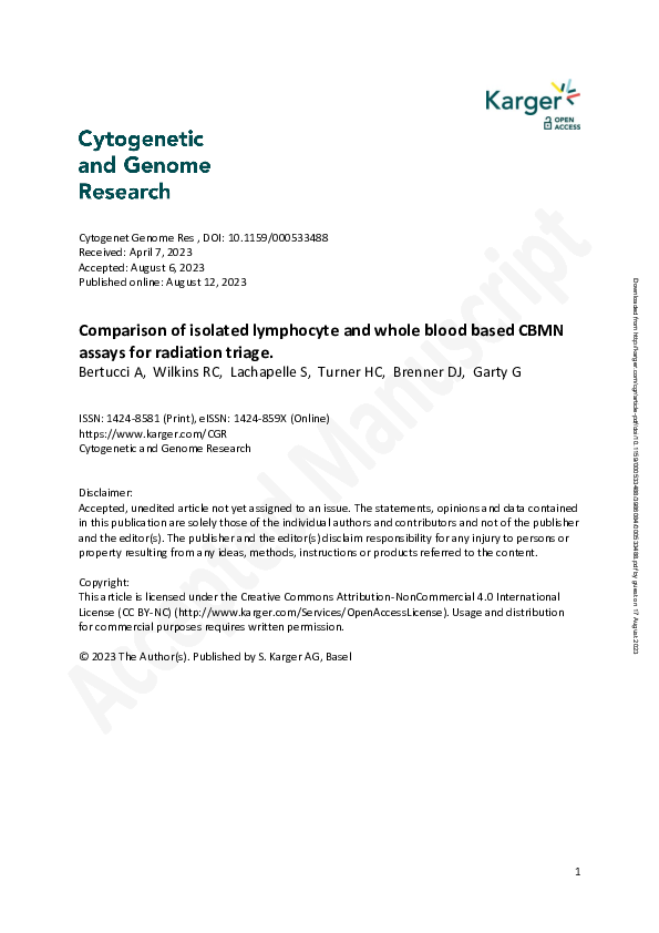 (PDF) Comparison of isolated lymphocyte and whole blood based CBMN ...