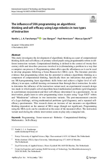 (PDF) The influence of SRA programming on algorithmic thinking and self ...