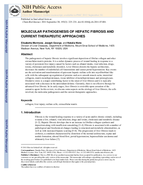 (PDF) Molecular pathogenesis of hepatic fibrosis and current ...