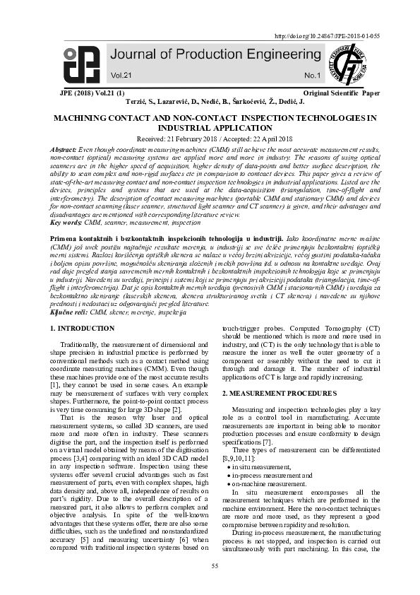 (PDF) Machining Contact and Non-Contact Inspection Technologies in ...