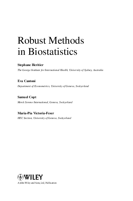 (PDF) Robust Methods in Biostatistics