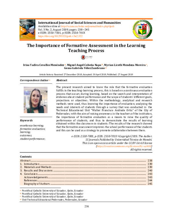(PDF) The importance of formative assessment in the learning teaching ...