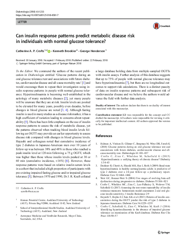 (PDF) Can insulin response patterns predict metabolic disease risk in ...