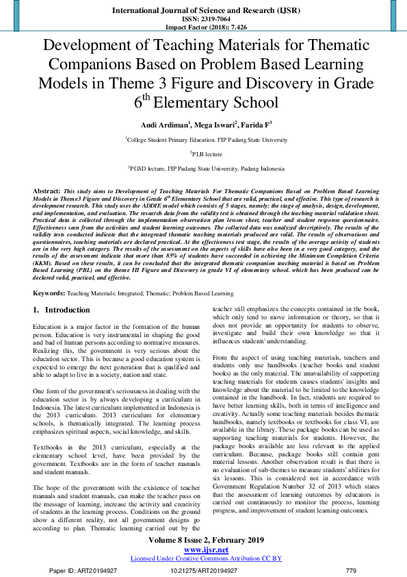 (PDF) Development of Teaching Materials for Thematic Companions Based ...