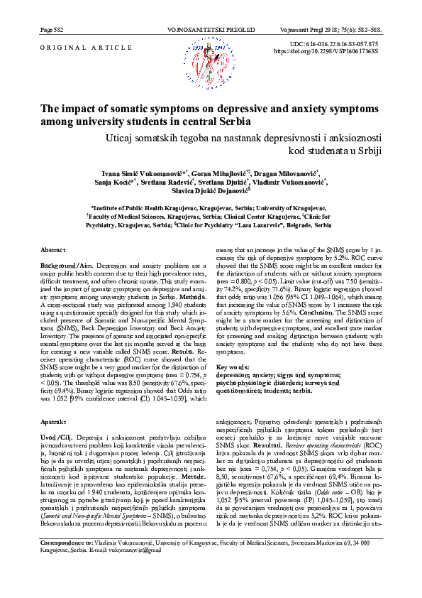 (PDF) The impact of somatic symptoms on depressive and anxiety symptoms ...