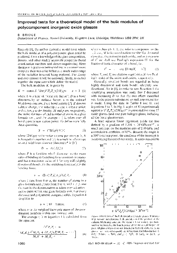 (PDF) Improved tests for a theoretical model of the bulk modulus of ...