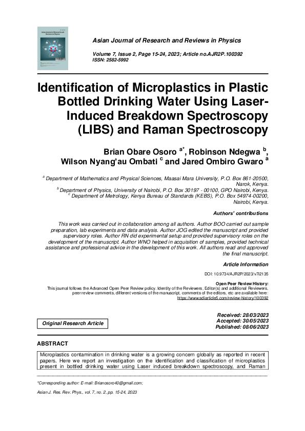 (PDF) Identification of Microplastics in Plastic Bottled Drinking Water ...