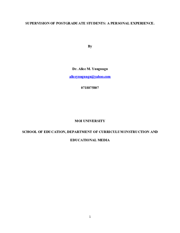 (DOC) SUPERVISION OF POSTGRADUATE STUDENTS