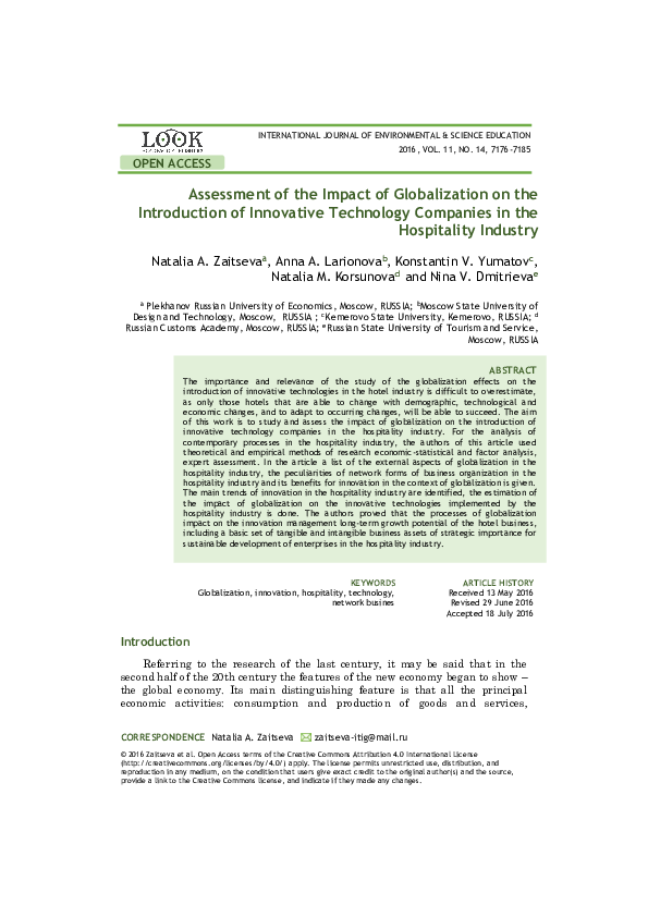 (PDF) Assessment of the Impact of Globalization on the Introduction of ...