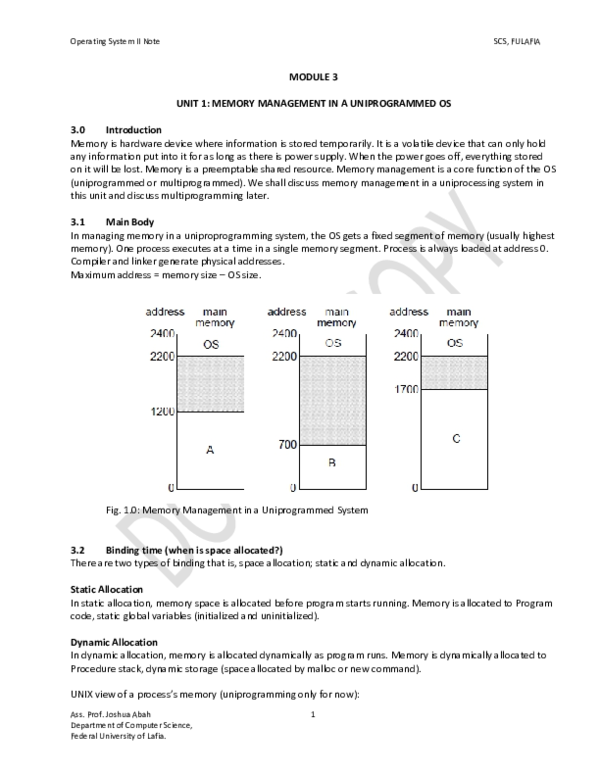 (PDF) Operating System II Note SCS, FULAFIA