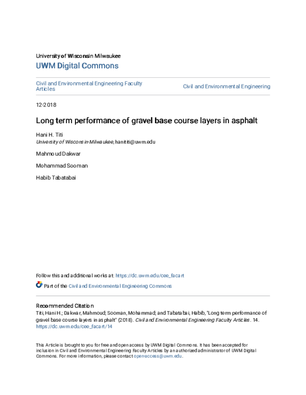 (PDF) Long term performance of gravel base course layers in asphalt