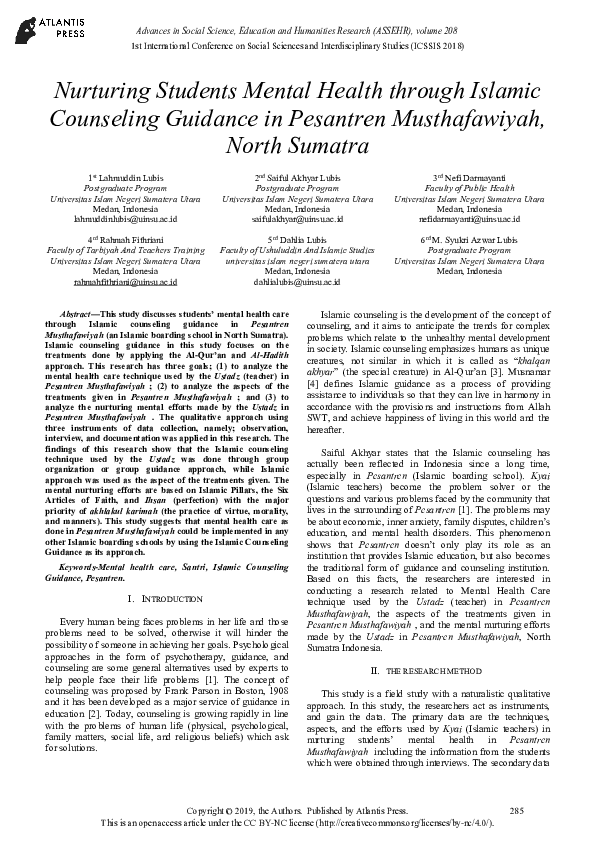 (PDF) Nurturing Students’ Mental Health through Islamic Counseling ...